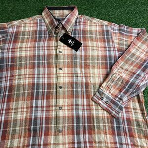 Thunder Brand Mens Flannel Brown Rust Button Down Shirt Long Sleeve Size 2XL NWT